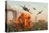 P-47 Thunderbolts Attacking German Jagdpanther Tanks During World War Ii-null-Stretched Canvas