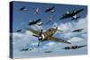 P-47 Thunderbolts Escorting B-17 Flying Fortress Bombers-null-Stretched Canvas