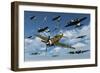 P-47 Thunderbolts Escorting B-17 Flying Fortress Bombers-null-Framed Premium Giclee Print