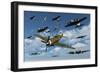 P-47 Thunderbolts Escorting B-17 Flying Fortress Bombers-null-Framed Premium Giclee Print