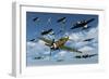 P-47 Thunderbolts Escorting B-17 Flying Fortress Bombers-null-Framed Premium Giclee Print