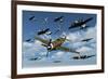 P-47 Thunderbolts Escorting B-17 Flying Fortress Bombers-null-Framed Art Print