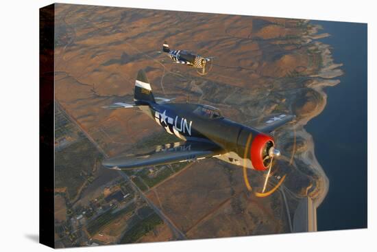 P-47 Thunderbolts Flying over Chino, California-Stocktrek Images-Stretched Canvas