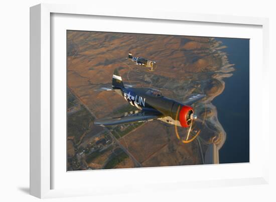 P-47 Thunderbolts Flying over Chino, California-Stocktrek Images-Framed Photographic Print