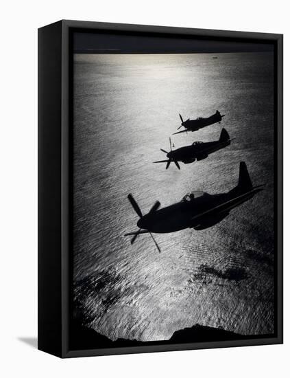 P-51 Cavalier Mustang with Supermarine Spitfire Fighter Warbirds-Stocktrek Images-Framed Stretched Canvas