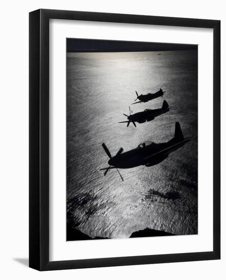 P-51 Cavalier Mustang with Supermarine Spitfire Fighter Warbirds-Stocktrek Images-Framed Photographic Print