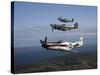 P-51 Cavalier Mustang with Supermarine Spitfire Fighter Warbirds-Stocktrek Images-Stretched Canvas