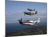 P-51 Cavalier Mustang with Supermarine Spitfire Fighter Warbirds-Stocktrek Images-Mounted Photographic Print