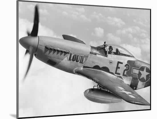 P-51 Mustang Fighter Plane in Flight. it Was a World War 2 Era Long-Range-null-Mounted Photo