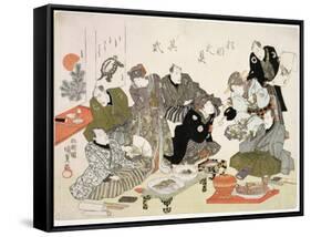 P.61-1938 Painting and Calligraphy Party at the Manpachiro Teahouse-Utagawa Kunisada-Framed Stretched Canvas