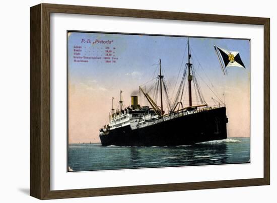 P.D. Pretoria, Hapag, Dampfschiff, Fahne-null-Framed Giclee Print