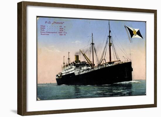 P.D. Pretoria, Hapag, Dampfschiff, Fahne-null-Framed Giclee Print