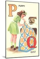 P for Puppy, Q for Quilt-null-Mounted Art Print
