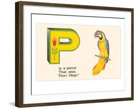 P is a Parrot-null-Framed Art Print