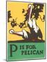 P is for Pelican-null-Mounted Art Print