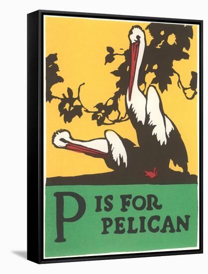 P is for Pelican-null-Framed Stretched Canvas