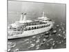 P&O Cruise Ship Canberra Returns to Southampton Water after Service in the Falklands War, July 1982-null-Mounted Photographic Print