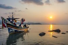 Longtail Boats on the Beach, Sunrise in the Bo Phut Beach, Island Ko Samui, Thailand, Asia-P. Widmann-Photographic Print