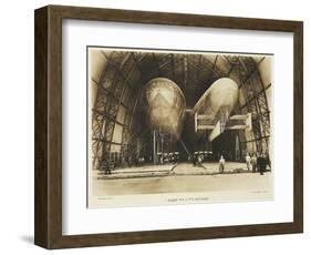 P2 and P3 Airship in a Hangar, Italian Propaganda Postcard, Italo-Turkish War-null-Framed Giclee Print