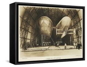 P2 and P3 Airship in a Hangar, Italian Propaganda Postcard, Italo-Turkish War-null-Framed Stretched Canvas