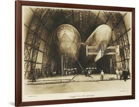 P2 and P3 Airship in a Hangar, Italian Propaganda Postcard, Italo-Turkish War-null-Framed Giclee Print