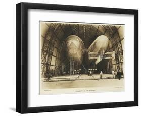 P2 and P3 Airship in a Hangar, Italian Propaganda Postcard, Italo-Turkish War-null-Framed Premium Giclee Print