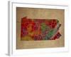 PA Colorful Counties-Red Atlas Designs-Framed Giclee Print