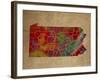 PA Colorful Counties-Red Atlas Designs-Framed Giclee Print