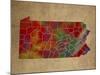 PA Colorful Counties-Red Atlas Designs-Mounted Giclee Print