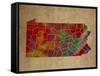 PA Colorful Counties-Red Atlas Designs-Framed Stretched Canvas