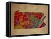 PA Colorful Counties-Red Atlas Designs-Framed Stretched Canvas