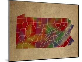 PA Colorful Counties-Red Atlas Designs-Mounted Giclee Print