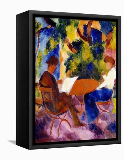Paar am Gartentisch. Couple at the garden table-August Macke-Framed Stretched Canvas