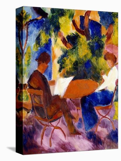 Paar am Gartentisch. Couple at the garden table-August Macke-Stretched Canvas