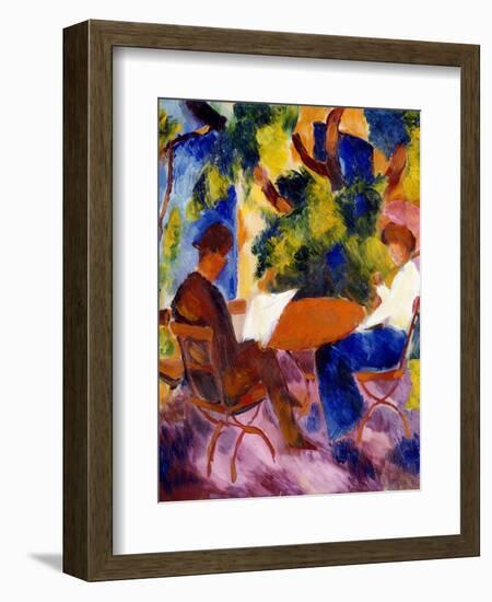 Paar am Gartentisch. Couple at the garden table-August Macke-Framed Giclee Print