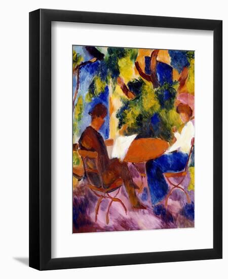 Paar am Gartentisch. Couple at the garden table-August Macke-Framed Giclee Print