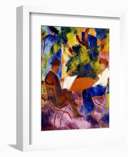 Paar am Gartentisch. Couple at the garden table-August Macke-Framed Giclee Print