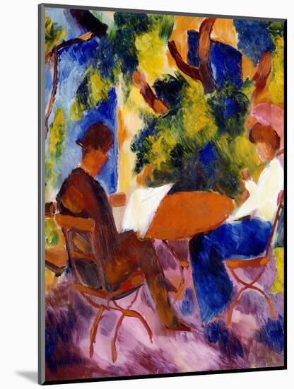 Paar am Gartentisch. Couple at the garden table-August Macke-Mounted Giclee Print