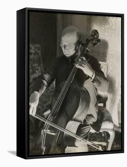 Pablo Casals, the Great Cello Player in His Home in Barcelona-null-Framed Stretched Canvas