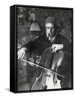 Pablo Casals, the Great Cello Player in His Home in Barcelona-null-Framed Stretched Canvas