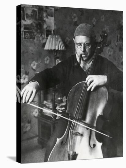 Pablo Casals, the Great Cello Player in His Home in Barcelona-null-Stretched Canvas