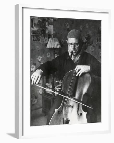 Pablo Casals, the Great Cello Player in His Home in Barcelona-null-Framed Photo