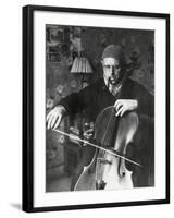 Pablo Casals, the Great Cello Player in His Home in Barcelona-null-Framed Photo