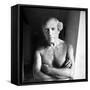 Pablo Picasso, Bare Chested and with Flower Tucked Behind Ear-Gjon Mili-Framed Stretched Canvas