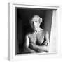 Pablo Picasso, Bare Chested and with Flower Tucked Behind Ear-Gjon Mili-Framed Premium Photographic Print