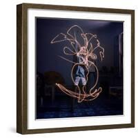 Pablo Picasso Drawing an Image Using a Light Pen-Gjon Mili-Framed Premium Photographic Print