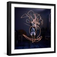 Pablo Picasso Drawing an Image Using a Light Pen-Gjon Mili-Framed Premium Photographic Print