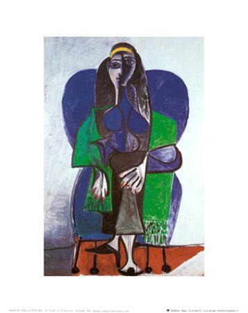 Sitting Woman with Green Scarf' Prints - Pablo Picasso | AllPosters.com