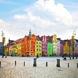Wroclaw City Center, Market Square Tenements and City Hall-Pablo77-Framed Stretched Canvas