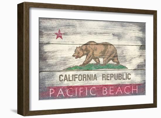 Pacific Beach, California - Barnwood State Flag-Lantern Press-Framed Art Print